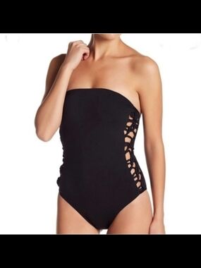 RED CARTER 1 PC SWIMSUIT SOLID TEAL SIDE CUT OUTS SMALL -Please Read Description